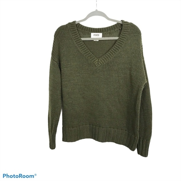 PINK Victoria's Secret Sweaters - PINK Victoria's Secret green check knit sweater